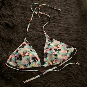 Buc-ees tropical multi-colored bikini top